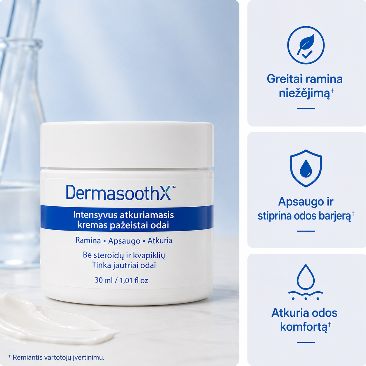 DermasoothX® odos barjerą atkuriantis kremas